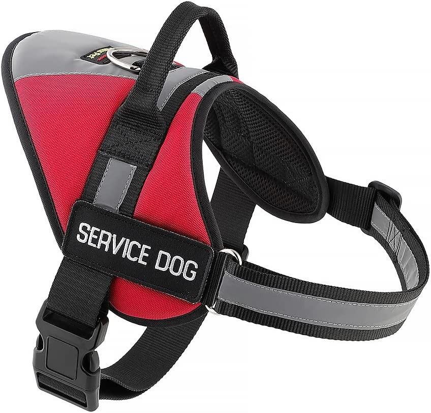 No Pull Service Dog Vest Harness for Large Dogs,Big Dog Harness No Pull Adjustable Pet Reflective Oxford Soft Vest for Large Dogs Easy Control Harness (Red, L)