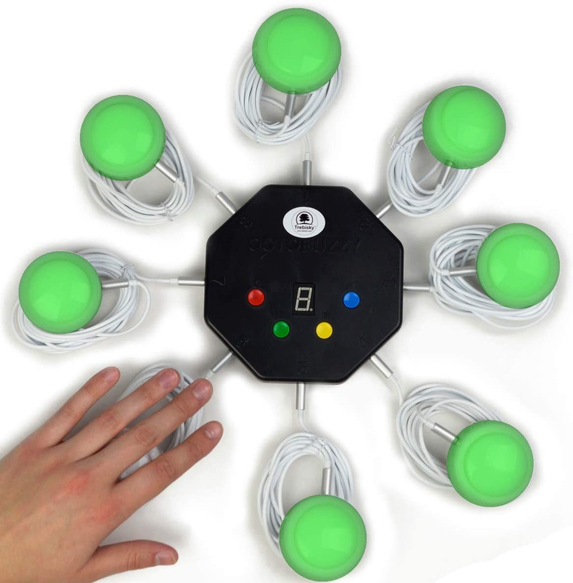 Trebisky Quiz Answer Game Buzzer Standalone System W/Led Light Buttons 8-Player 3Ft Cables (System 2nd Gen)