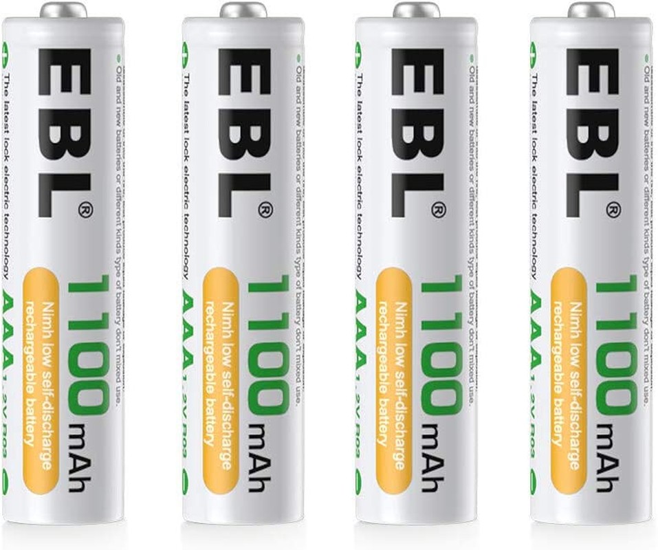 EBL AAA Rechargeable Batteries 4 Pack 1100Mah High Capacity 1.2V Ni-Mh AAA Battery (Battery Case Included)