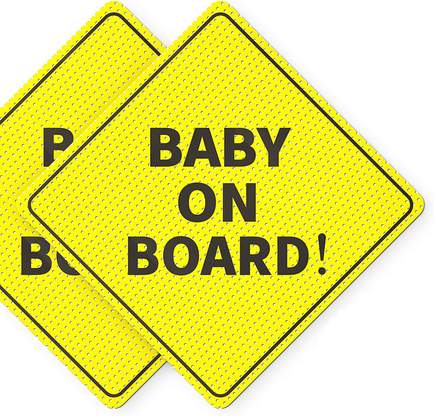 Baby on Board Sticker Sign – Essential for Cars Bright Yellow and SEE-THROUGH When Reversing – Best Safety Signs – No Need for Suction Cup or Magnets – Durable and Strong Adhesive