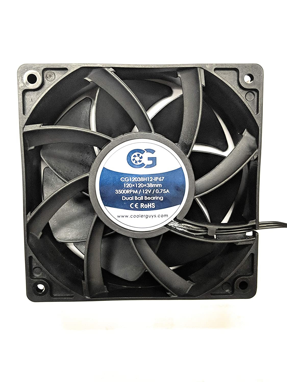 Coolerguys 120Mm (120X120X38) High Airflow Waterproof IP67 12V Fan