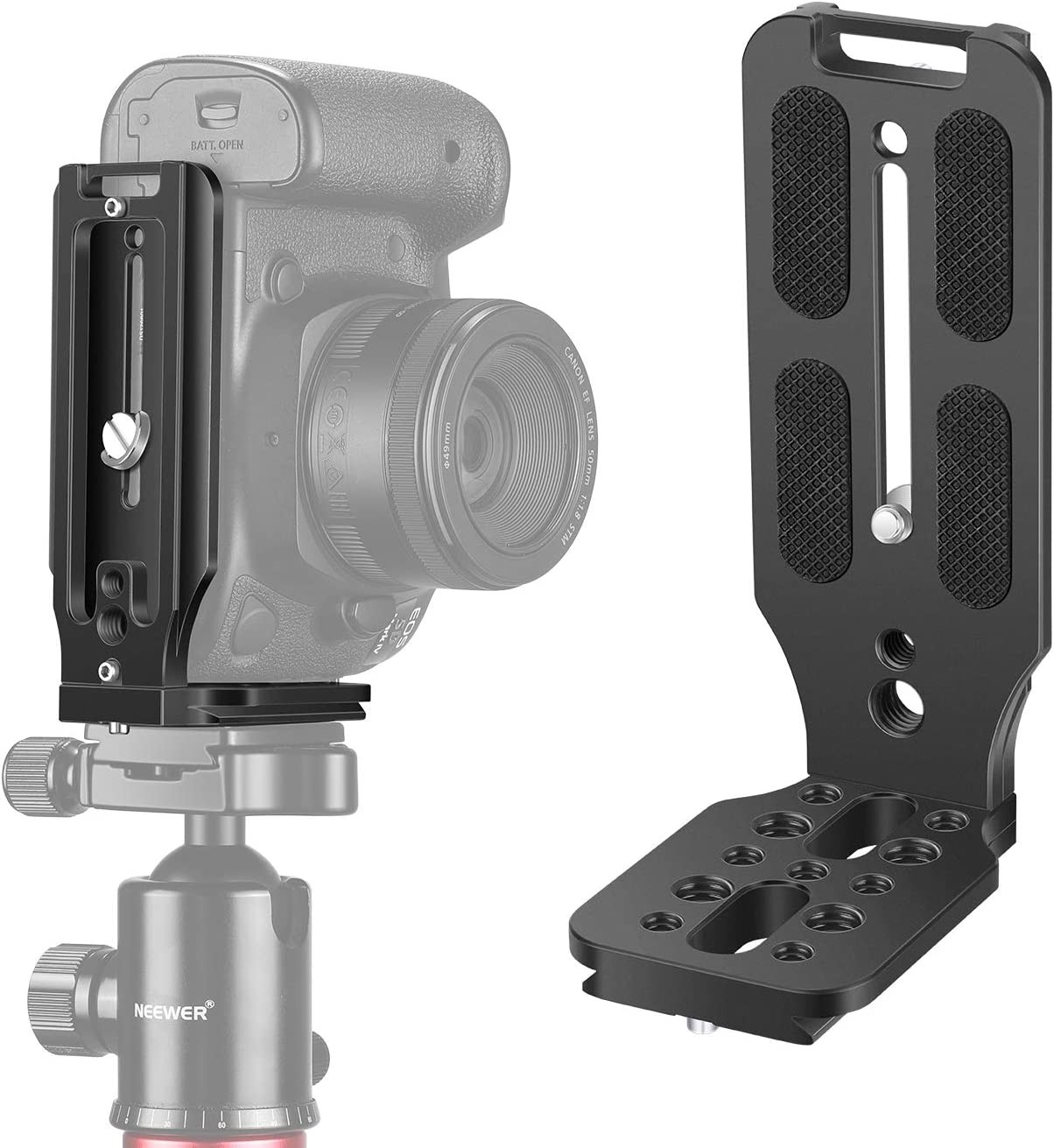 NEEWER L Shape Bracket Vertical QR Plate Universal DSLR Camera L Bracket with 1/4” Screw Arca Base Compatible with DJI Ronin Zhiyun Weebill Nikon Canon Sony Panasonic DSLR Camera