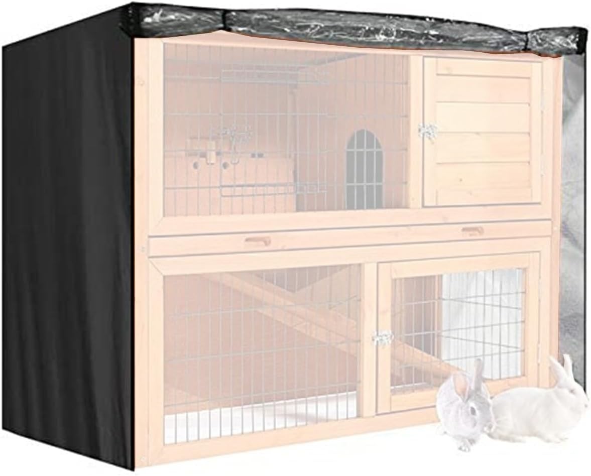 J&C Hutch House Double Decker Hutch Cover Black Dust-Proof Outdoor Double Bunny Rabbit Hutch Cage Cover Full Protection for outside Guinea Pig Cage 4Ft(No Hutch, 122X50X105Cm)