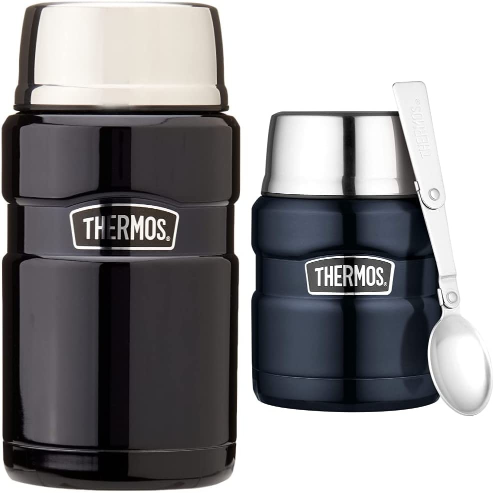 Thermos Stainless King Vacuum Insulated Food Jar, 710Ml, Midnight Blue, SK3020MBAUS & Stainless King Vacuum Insulated Food Jar, 470Ml, Midnight Blue, SK3000MBAUS