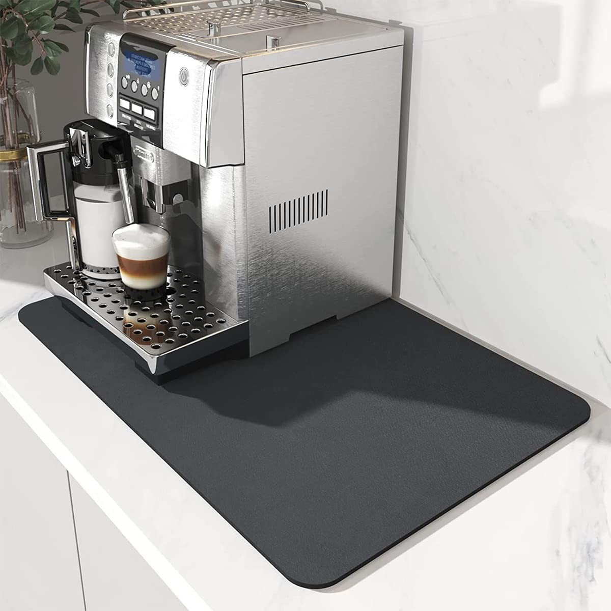 Coffee Mat Hide Stain Rubber Backed Absorbent Coffee Maker Mat for Kitchen Counter for Countertops Coffee Bar Mat Decor Bar Service Spill Mat Rubber Dish Drying Mat Coffee Bar Accessories (40 * 50Cm)