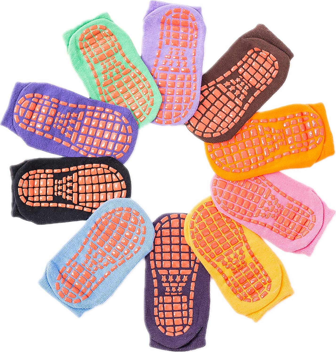 10 Pairs Non Slip Socks for Kids,Women,Men,Elderly, Slipper Socks with Grips for Hospital Yoga Pilates Indoor Sports