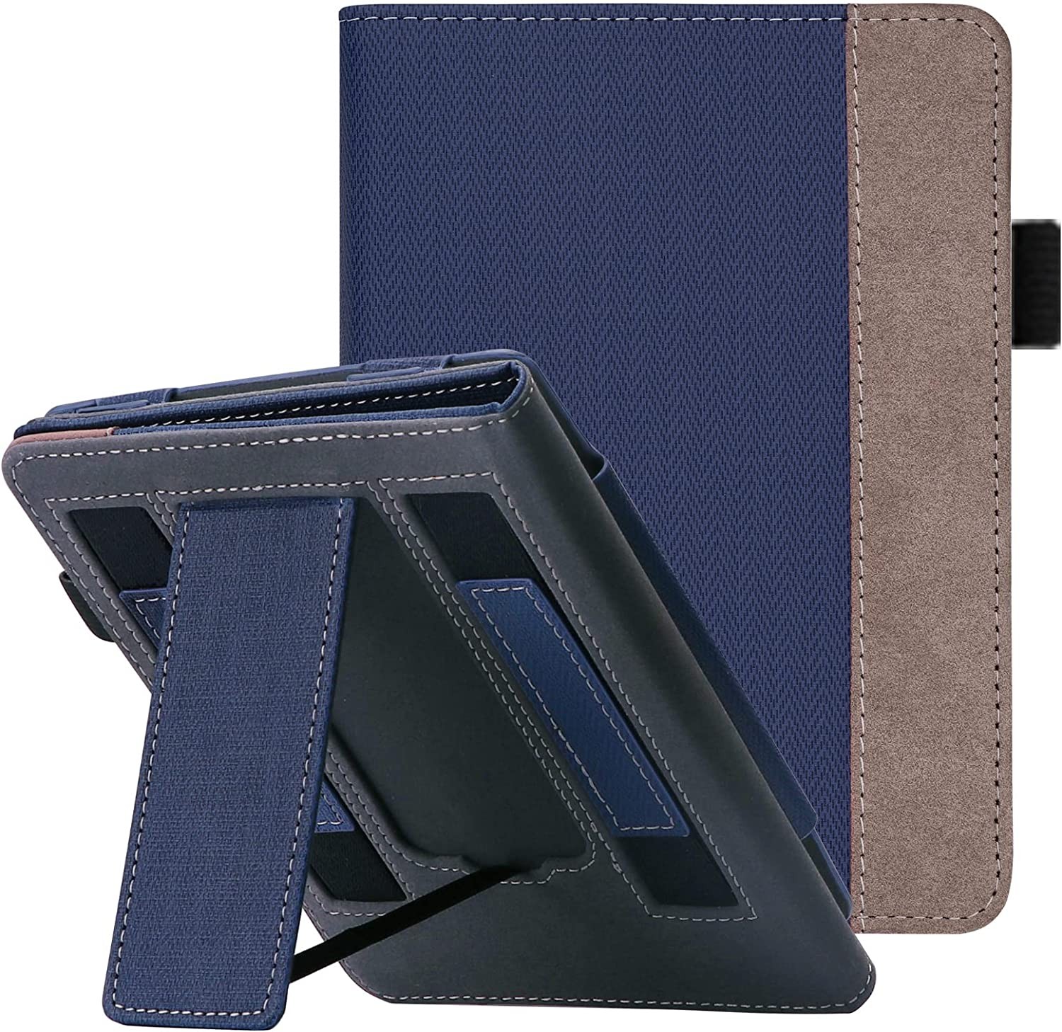 WALNEW Stand Case for 6.8” Kindle Paperwhite 11Th Generation 2021- Two Hand Straps Premium PU Leather Book Cover with Auto Wake/Sleep for Amazon Kindle Paperwhite Signature Edition E-Reader