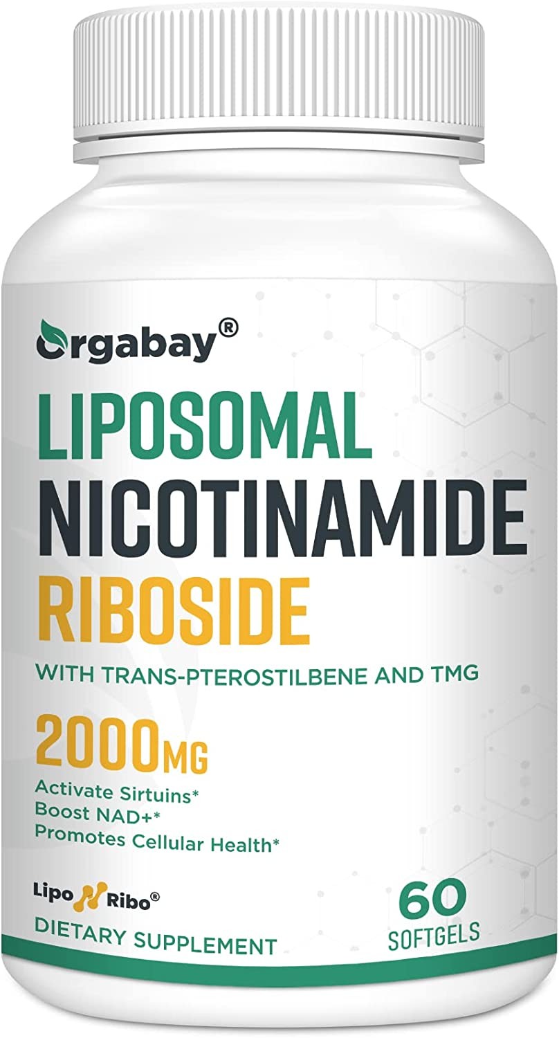 Orgabay Liposomal Nicotinamide Riboside 2000 MG with TMG and Pterostilbene, Similar to NMN Supplements Boost NAD+, Support Healthy Aging, 60 Count