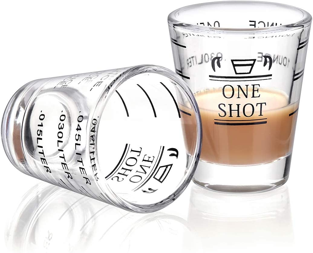 Ncnnwovf Shot Glasses Measuring Cup Espresso Shot Glass Liquid Heavy Glass Wine Glass 2 Pack 26-Incremental Measurement 1Oz, 6 TSP, 2 TBS, 30Ml (2 Pack-45Ml)