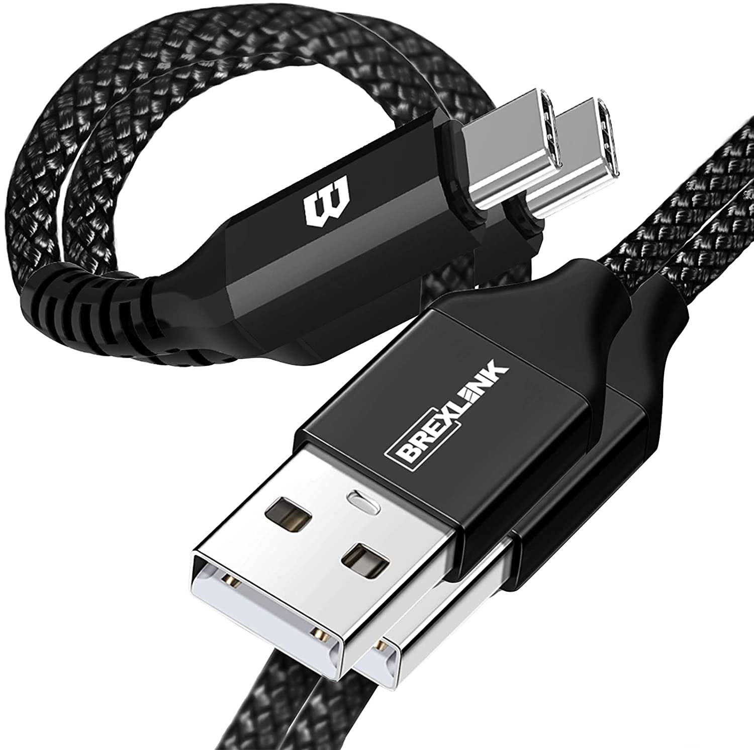 Brexlink USB C Fast Charging Cable(3A), USB C to USB a Charger (2 Pack), Nylon Braided Fast Charging Cord for Samsung Galaxy S10 S9 S8 Note 9, Pixel, LG V30 G6 (3 Meters, Black)