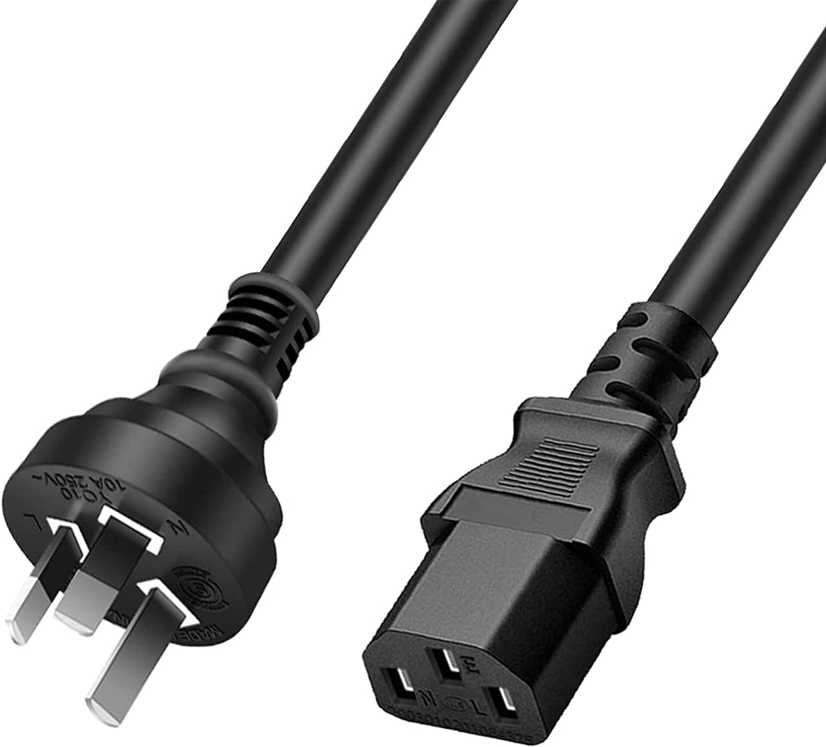 3 Prong Australia Plug 1M 18 AWG Power Cord with with IEC 320 C13 Blade-Type Receptacles on the Female End,Standard Computer Pure Copper Extension Cable for Pcs, Monitors, Power Adapters…（1-M / 3.3FT)