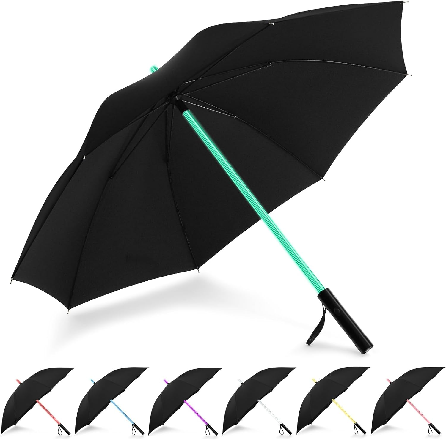 BESTKEE Lightsaber Umbrella LED Laser Sword Light up Golf Umbrellas 7 Color Changing on the Shaft/Built in Torch at Bottom