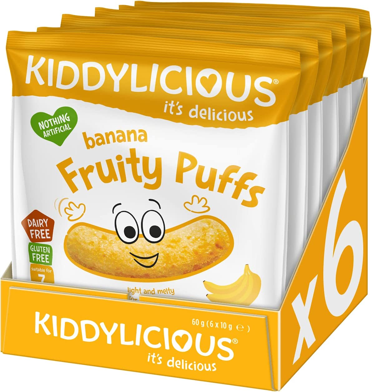 Kiddylicious Banana Fruity Puffs, 10G (Pack of 6)