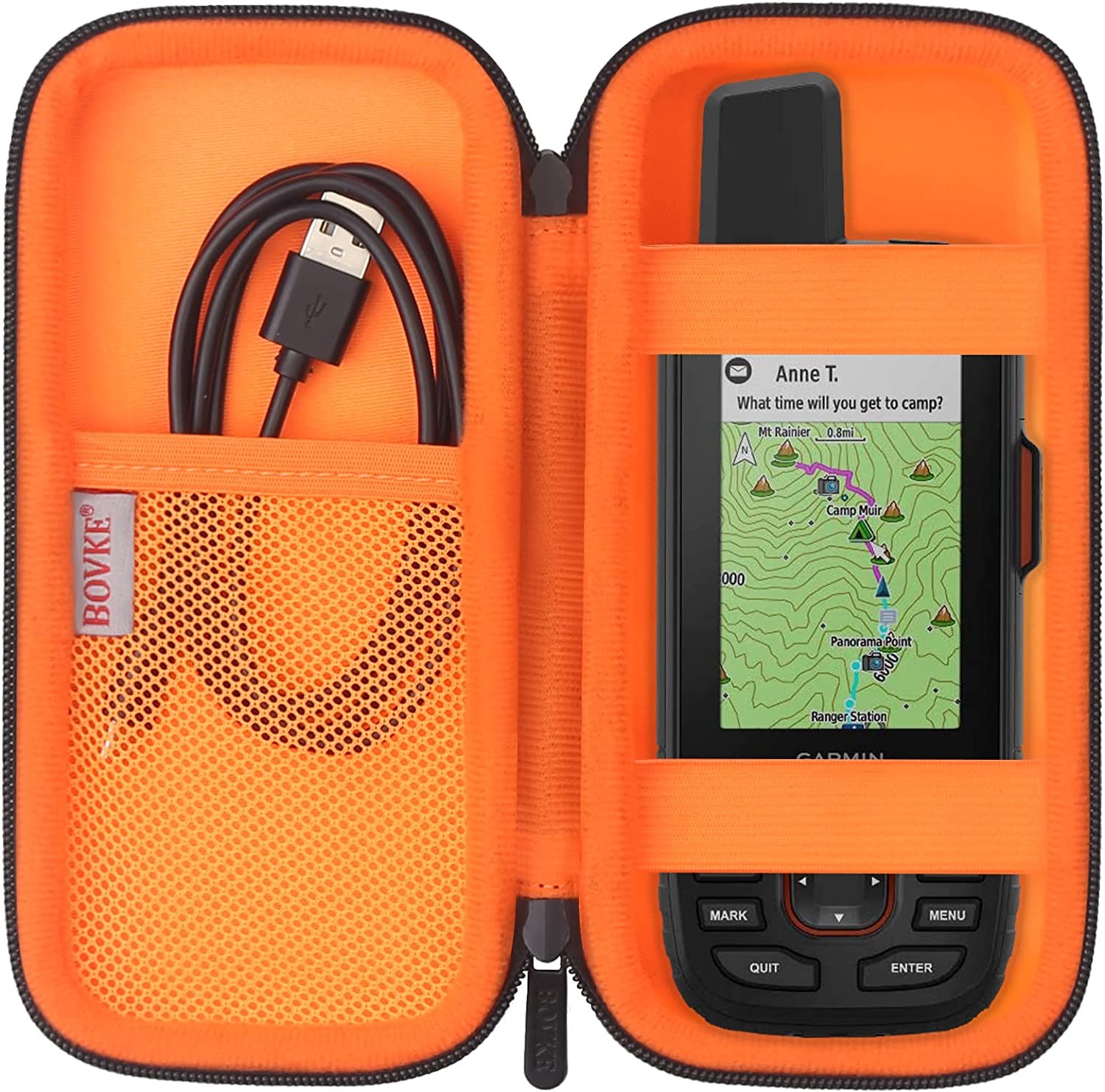 BOVKE Carrying Case for Garmin GPSMAP 64Sx/66I/67/67I/66Sr/66S/65S/78Sc, Garmin Inreach Explorer+ Hiking Handheld GPS and Satellite Communicator, Mesh Bag Fit USB Cable and Accessories, Black