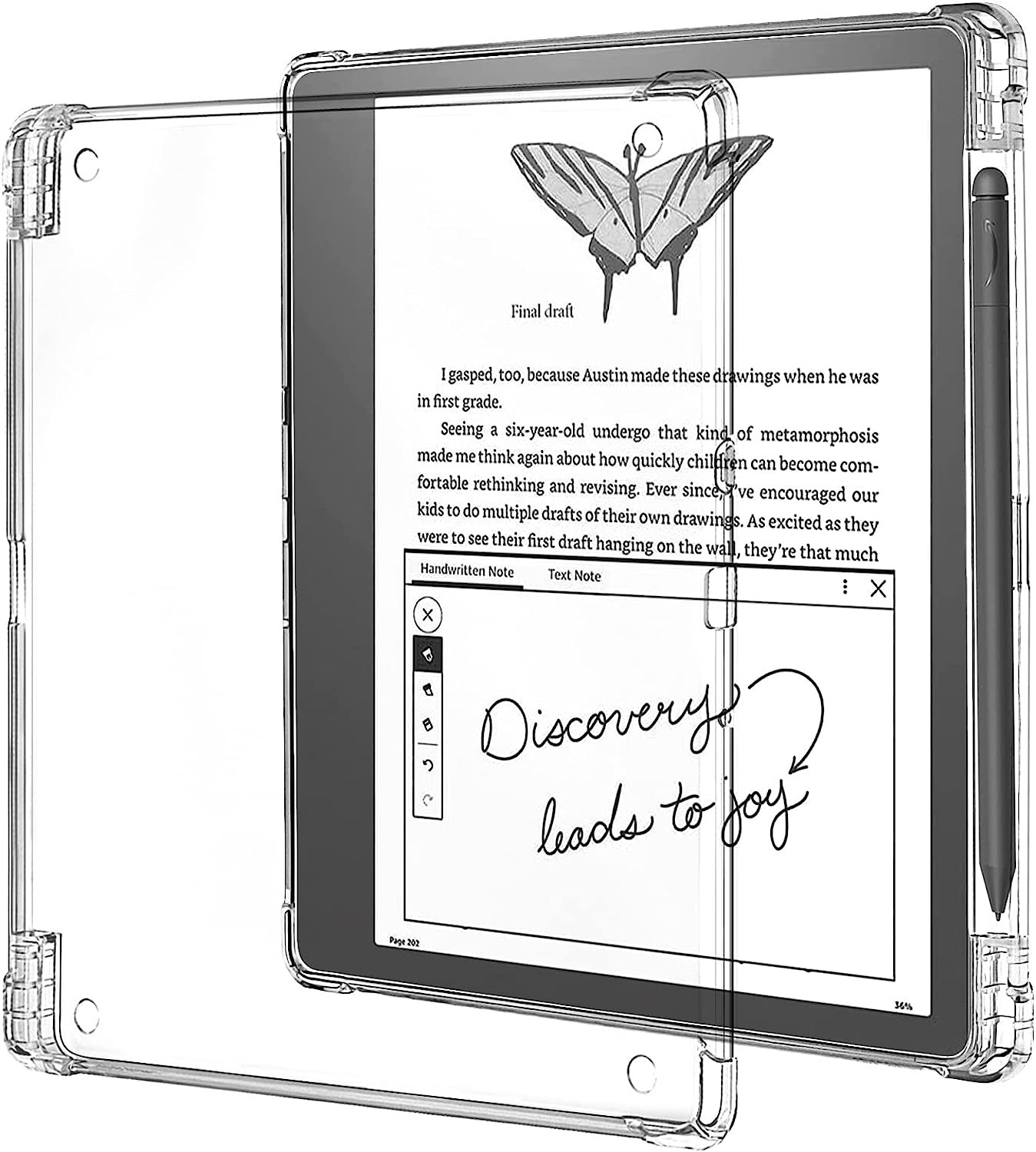 WALNEW Clear Cover Case for 10.2 Inch Kindle Scribe (2022 Released) with Pen Holder, Slim Soft TPU Cover with Enhanced Corners for 10.2” Kindle Scribe 2022