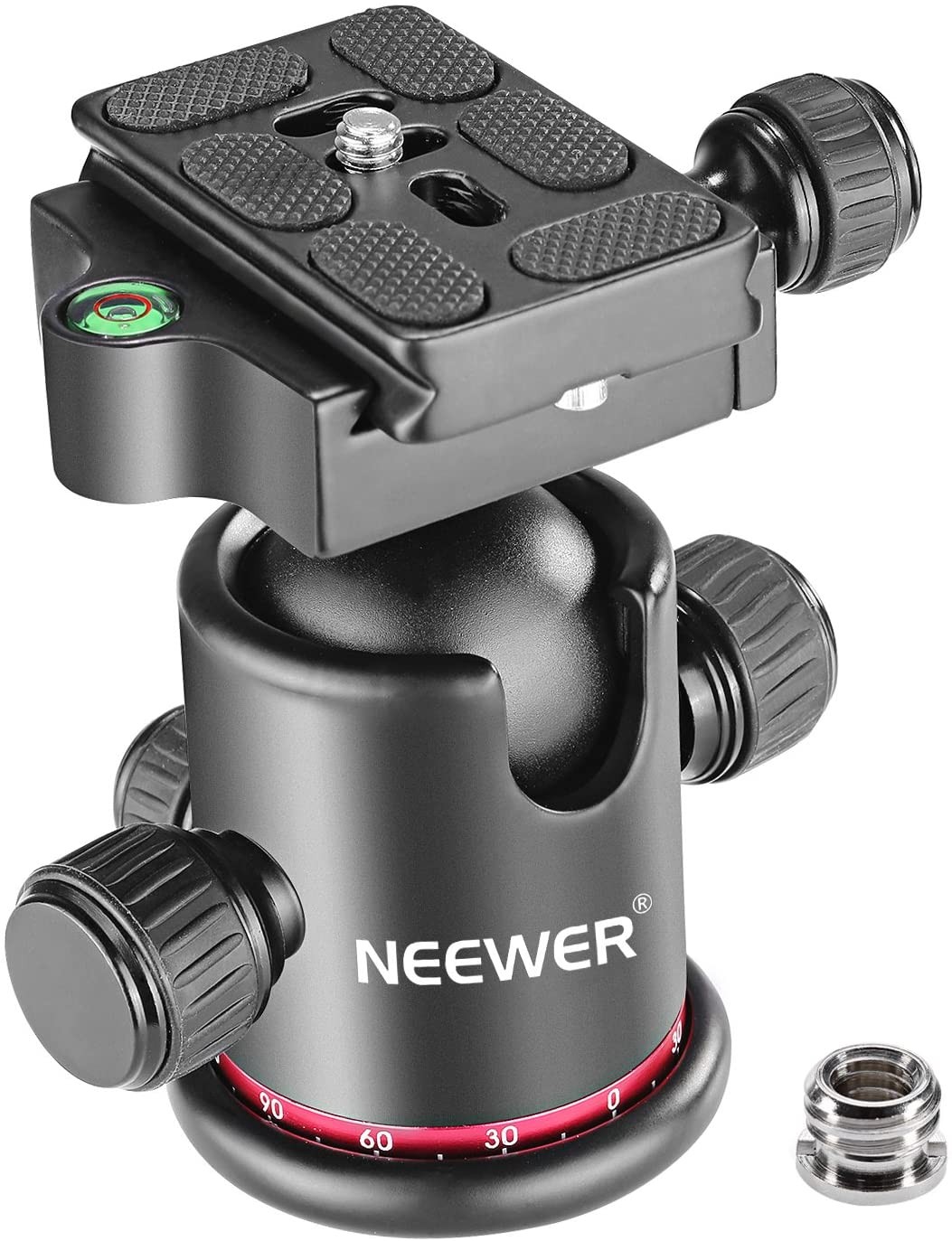 NEEWER Tripod Ball Head 360° Panoramic All Metal with Arca Type Quick Release Plate, 1/4″ Screw 3/8″ Thread Mount, Max Load: 17.6Lb, Tripod Head for Monopod, Slider, DSLR Camera, Camcorder