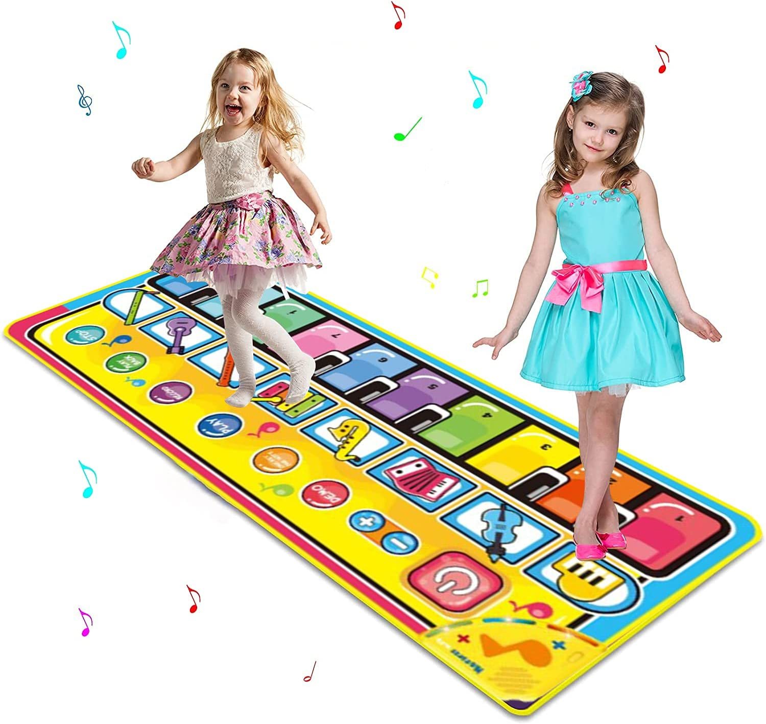 Piano Mat, Kids Musical Mats, Music Piano Keyboard Dance Floor Mat Carpet Animal Blanket Touch Playmat Early Education Toys for Baby Toddlers Girls Boys Funny Birthday Christmas Xmas Gift (140 X 60Cm)