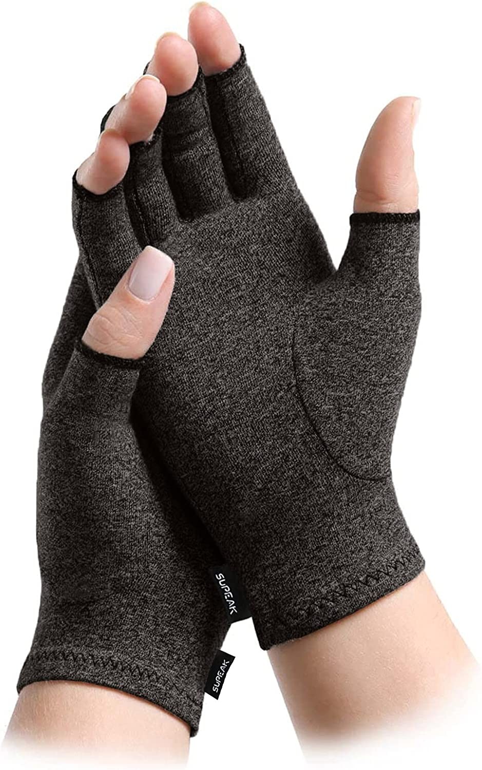 SUPEAK Arthritis Compression Gloves for Men & Women – Fingerless Gloves for Carpal Tunnel, Rheumatoid & Osteoarthritis – Hand Warmer Wrist Support Brace Computer, Typing & Gaming Gloves