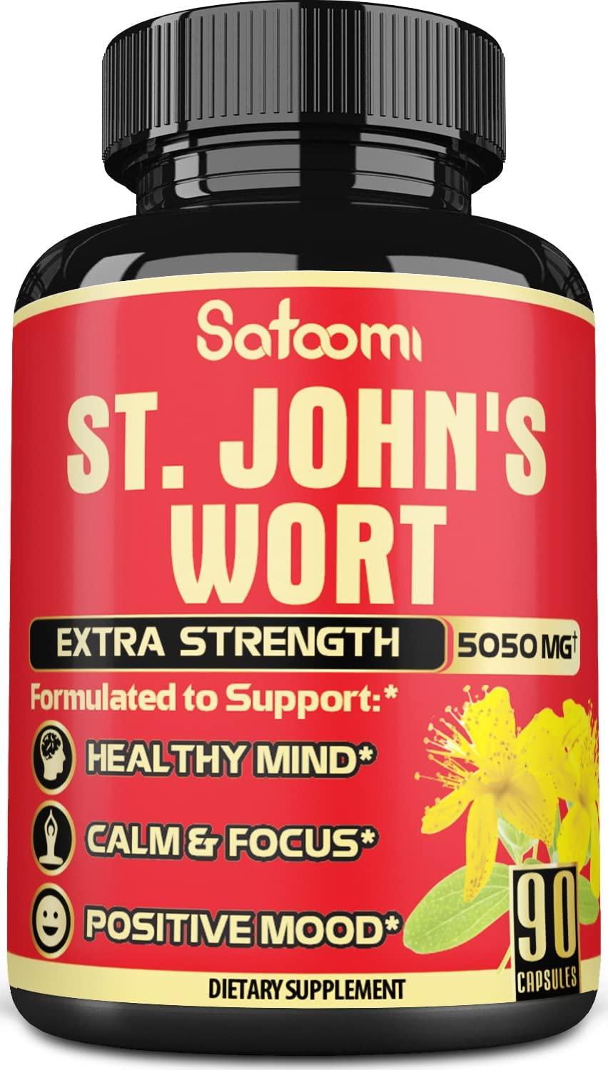 St. John’S Wort Capsules Extract Supplement – *3 Month Supply* – 6 Herbs Equivalent 5050 Mg – Emotional Balance, Joyful Mood & Stress Response Support – 1 Pack 90 Veggie Capsule