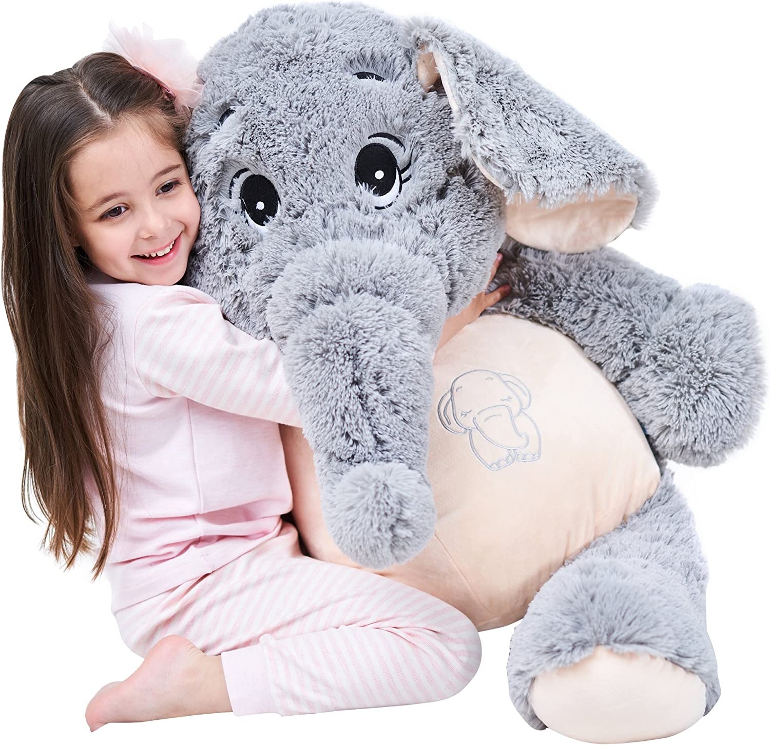 IKASA 100Cm Giant Elephant Stuffed Animal Plush Toys Gifts for Kids Girlfriend