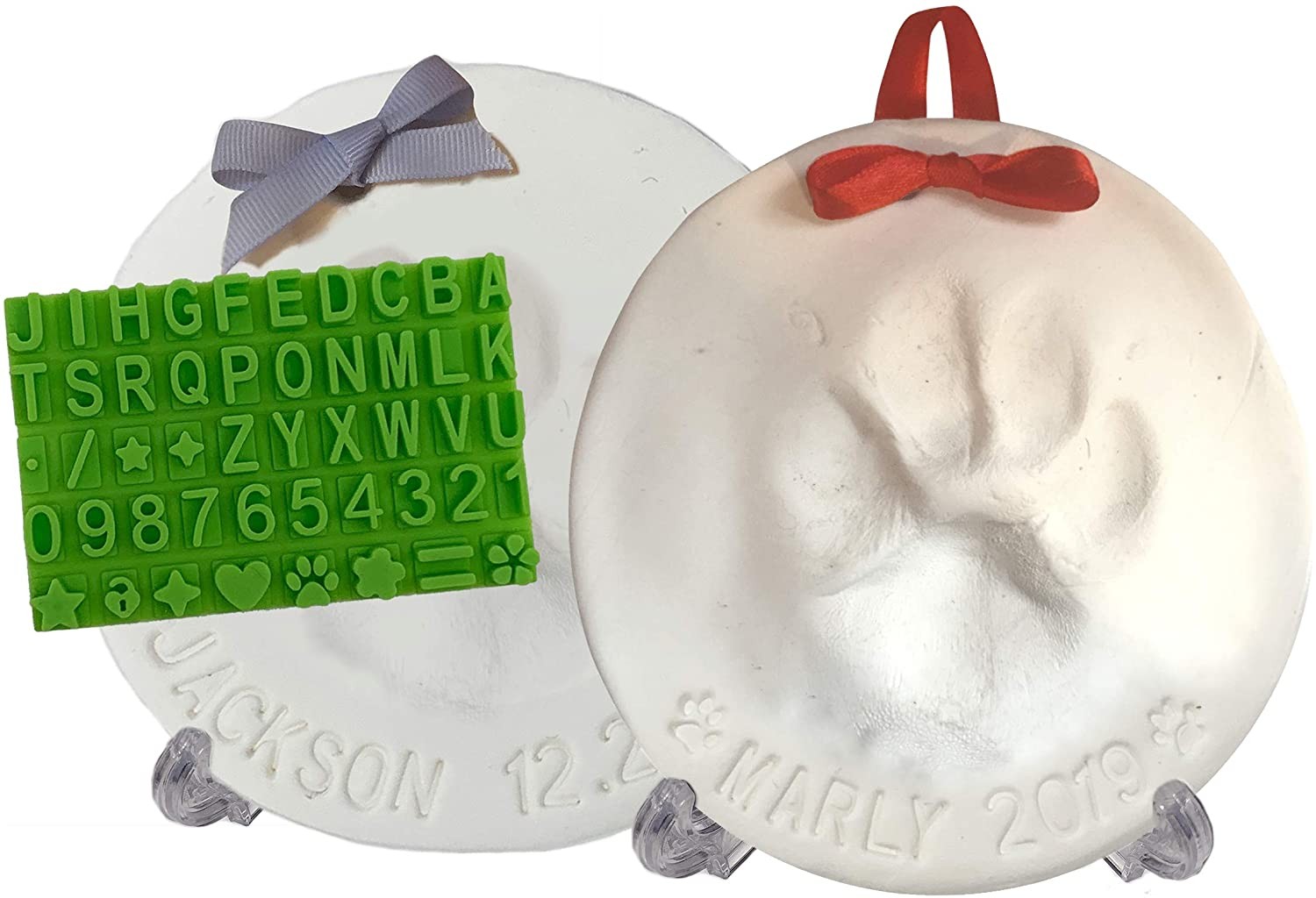 Ultimate Pawprint Keepsake Kit (Makes 2) – Paw Print Xmas Ornament or Memorial with Bonus Personalization Tool & Display Stands! for Dogs, Cats & Pets. Non-Toxic. Air-Dries Soft, Light & Uncrackable.