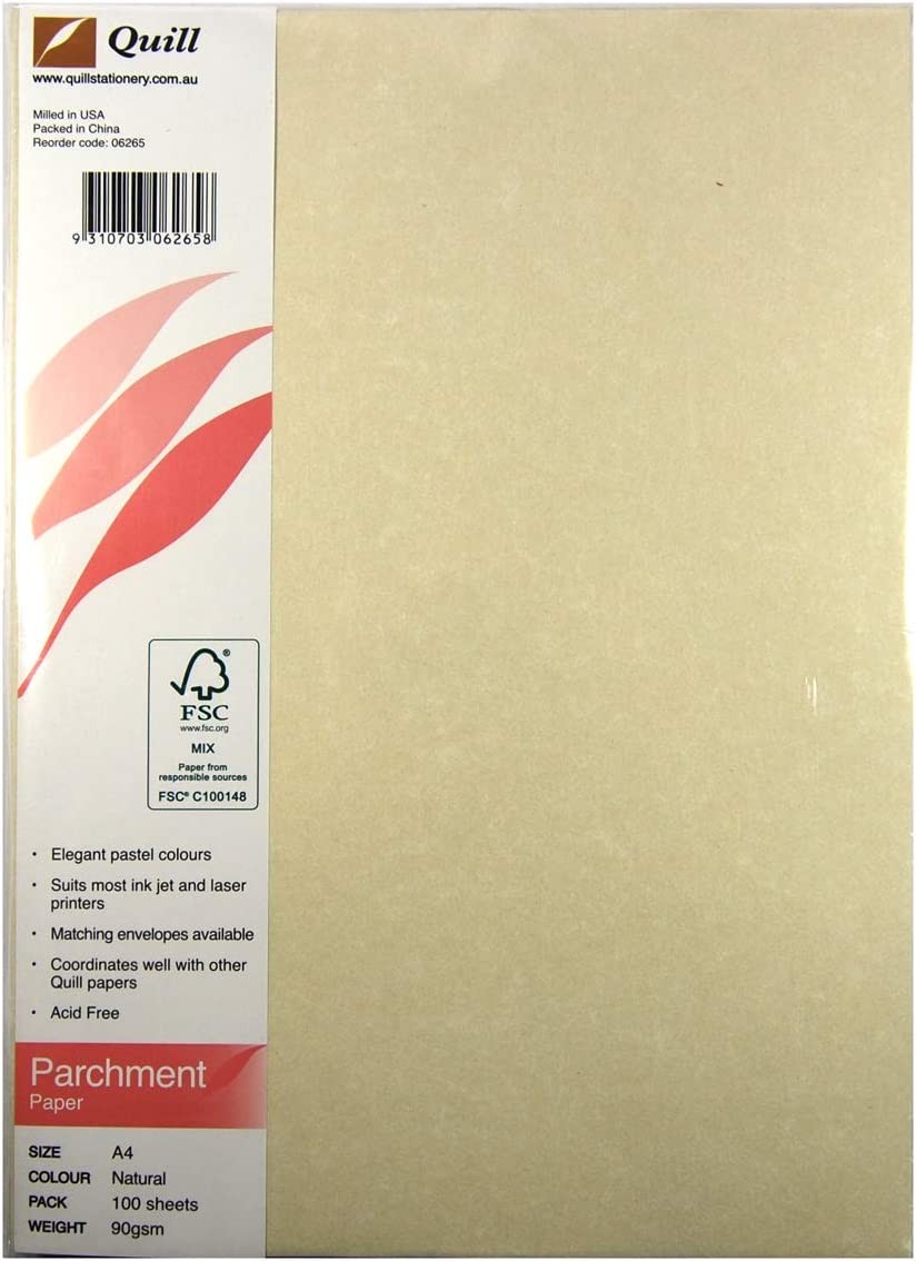 Quill, Parchment Paper, 90Gsm, A4, Pack 100, Natural