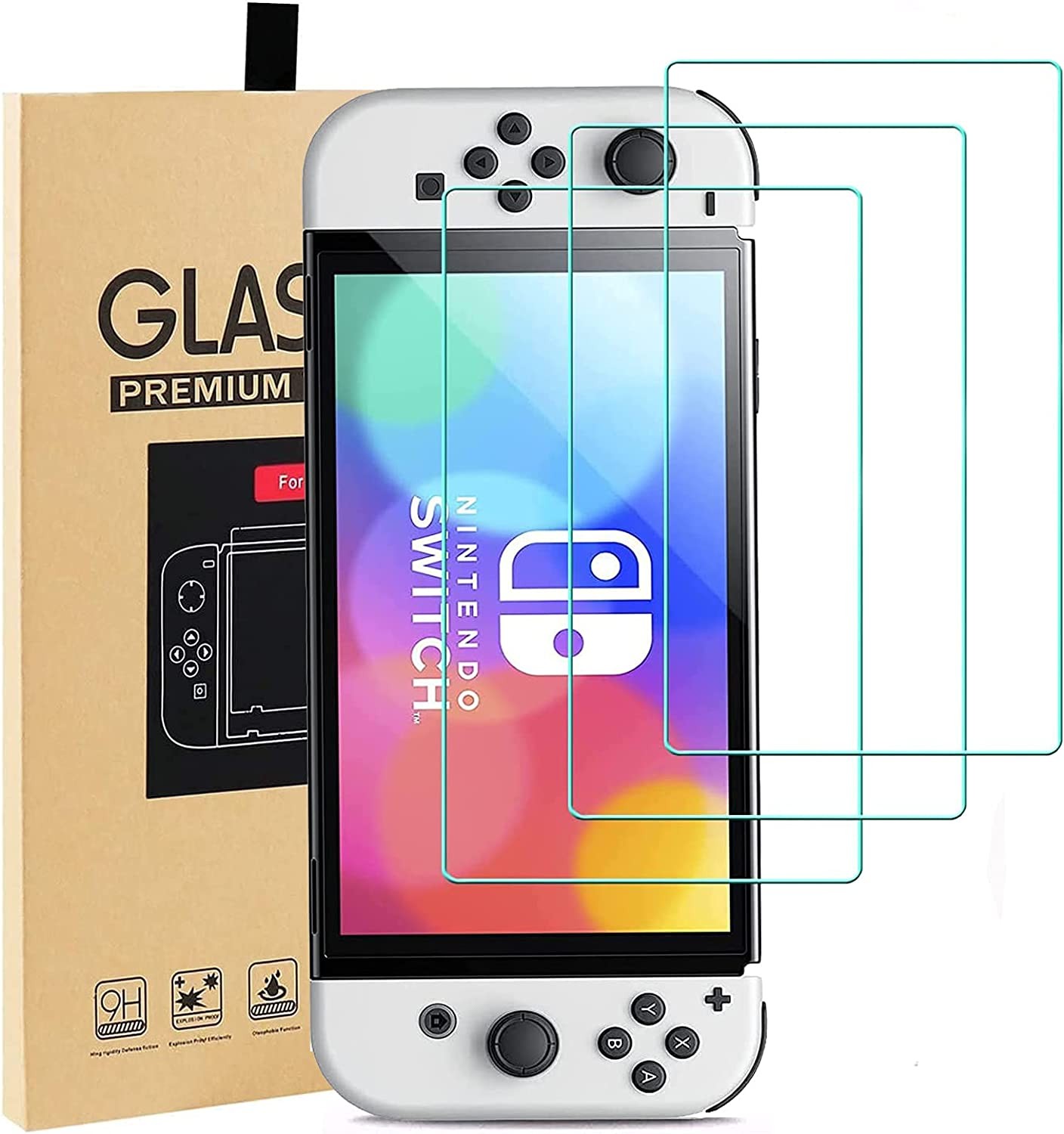 JOYAUS [3 Pack] Screen Protector Glass for Nintendo Switch OLED 7 Inch, Premium Tempered Glass Screen Protector for Nintendo Switch OLED (2021)