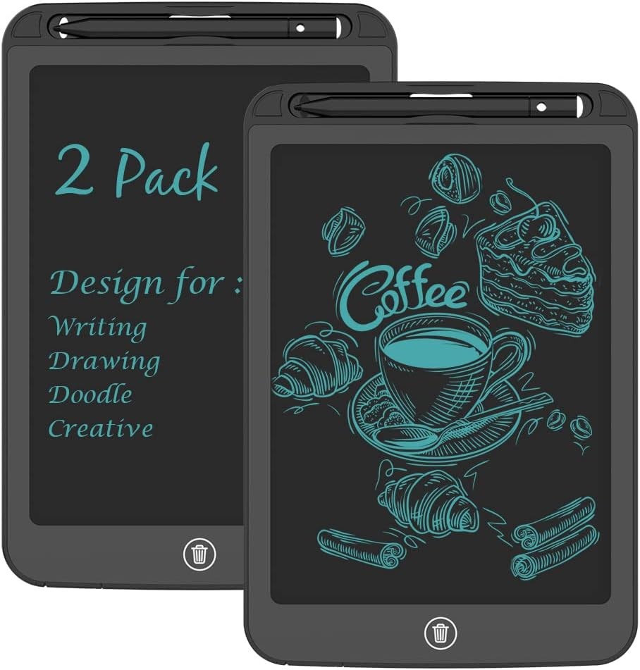 [2 Pack] TIQUS LCD Writing Tablet Pad 9.25 Inch Ewriter Electronic Board and Memo Notes for and Adults at Home School and Office Middle Stylus [Black]