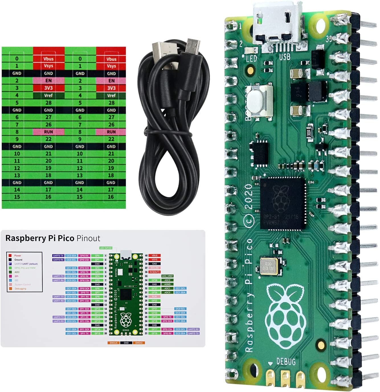 Freenove Raspberry Pi Pico (Compatible with Arduino IDE) Pre-Soldered Header, Development Board, Python C Java Code, Detailed Tutorial, Example Projects