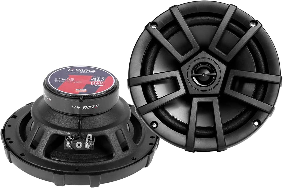 H YANKA 6.5 Car Speakers, Full Range Stereo 500 Watt Max 2-Way Coaxial Car Audio Speakers, Professional Car Door Speakers, Sound Stereo and No Distortion, Y30 Magnet Woofer and Ndfeb Tweeter （1 Pair）