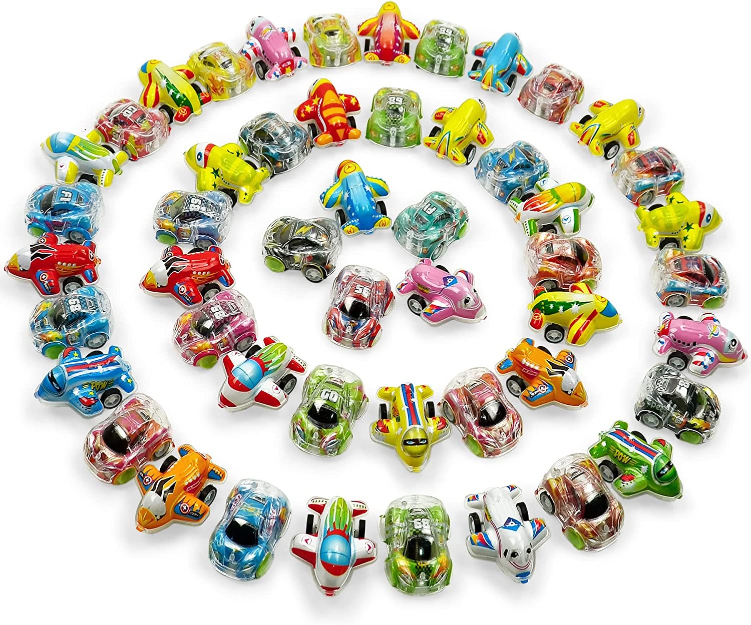 48Pcs Mini Cars and Small Planes, Bulk Toys Small Pull Back Cars, Treasure Box Toys for Classroom, Party Favors, Goodie Bags Fillers, Christmas Stocking Stuffer and Prize for Kids 3-5 Years Old