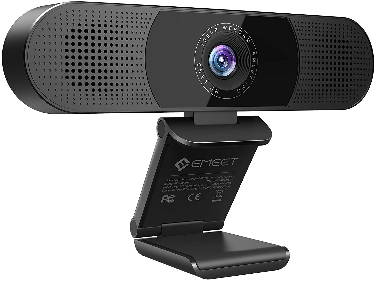 3 in 1 Webcam – EMEET C980 Pro Webcam with Microphone, 2 Speakers & 4 Built-In Omnidirectional Microphones Arrays, 1080P Webcam for Video Conferencing Streaming, Noise Reduction, Plug & Play, W/Cover