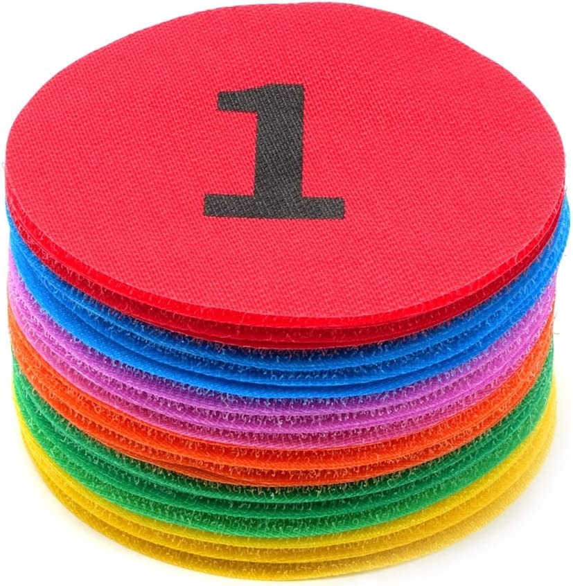 VANANA Pack of 30 round Carpet Multicolored Marker Sit Dot Sticker with Printed Number 1 to 30 for Classroom Sport Easy Teach Tool Game