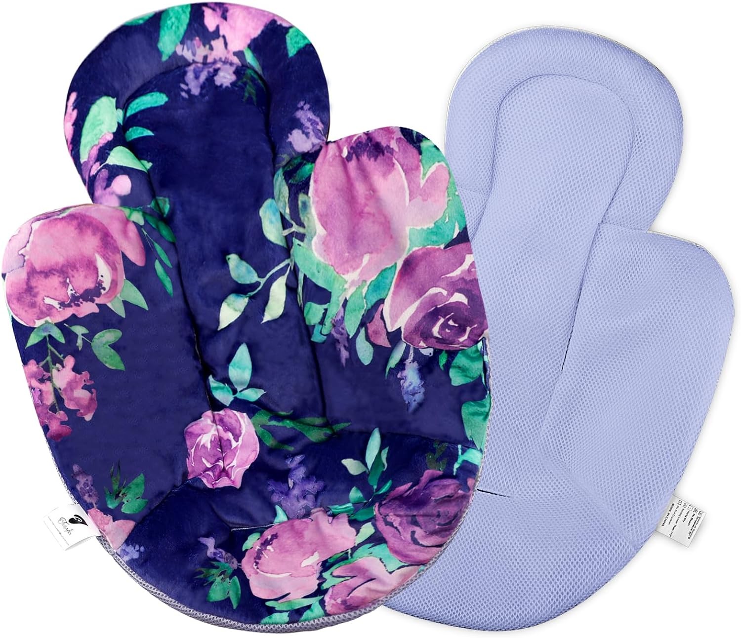 Infant Insert Girls, Head & Body Support Insert Cushion for Newborn to Toddler, Compatible with 4Moms Mamaroo and Rockaroo Swing, Reversible Design, Minky & Cool Mesh, Soft Breathable, Purple Flower