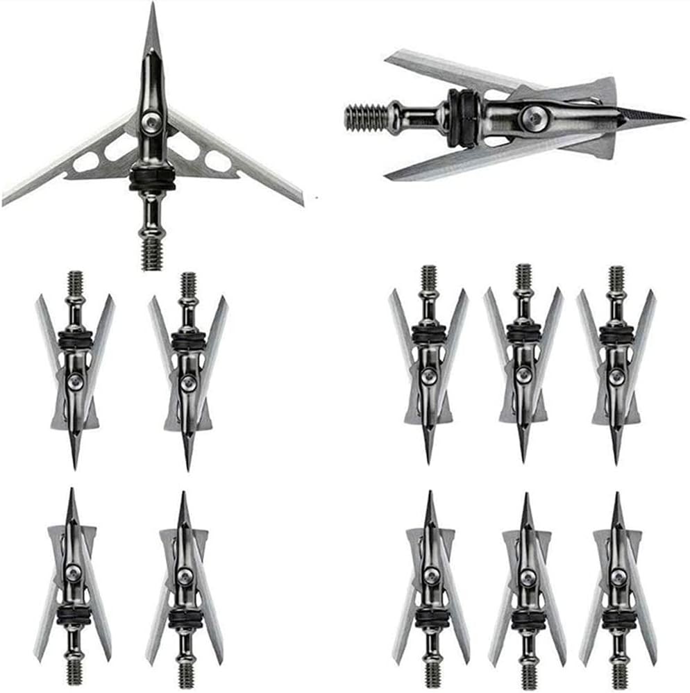 100 Grain Hunting Broadheads Mechanical for Compound Recurve Bow Arrows and Crossbow Bolts with Two Blades