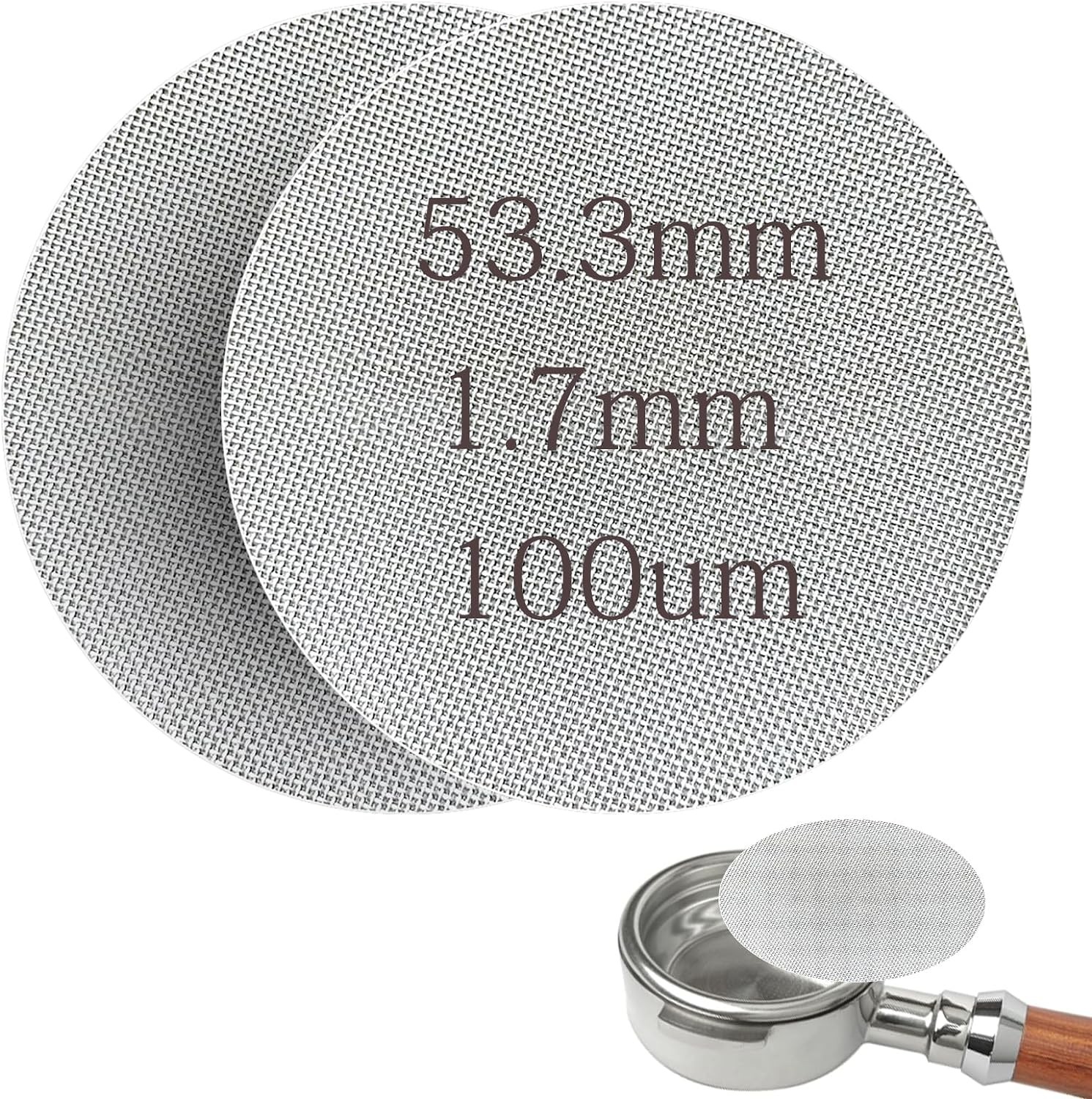 Espresso Puck Screen,Joogee 2 Packs Coffee Portafilter Puck Screen Metal Coffee Reusable Filter for Espresso Portafilter Filter Basket,53.3Mm – 1.7Mm Thickness 100Μm – Stainless Steel