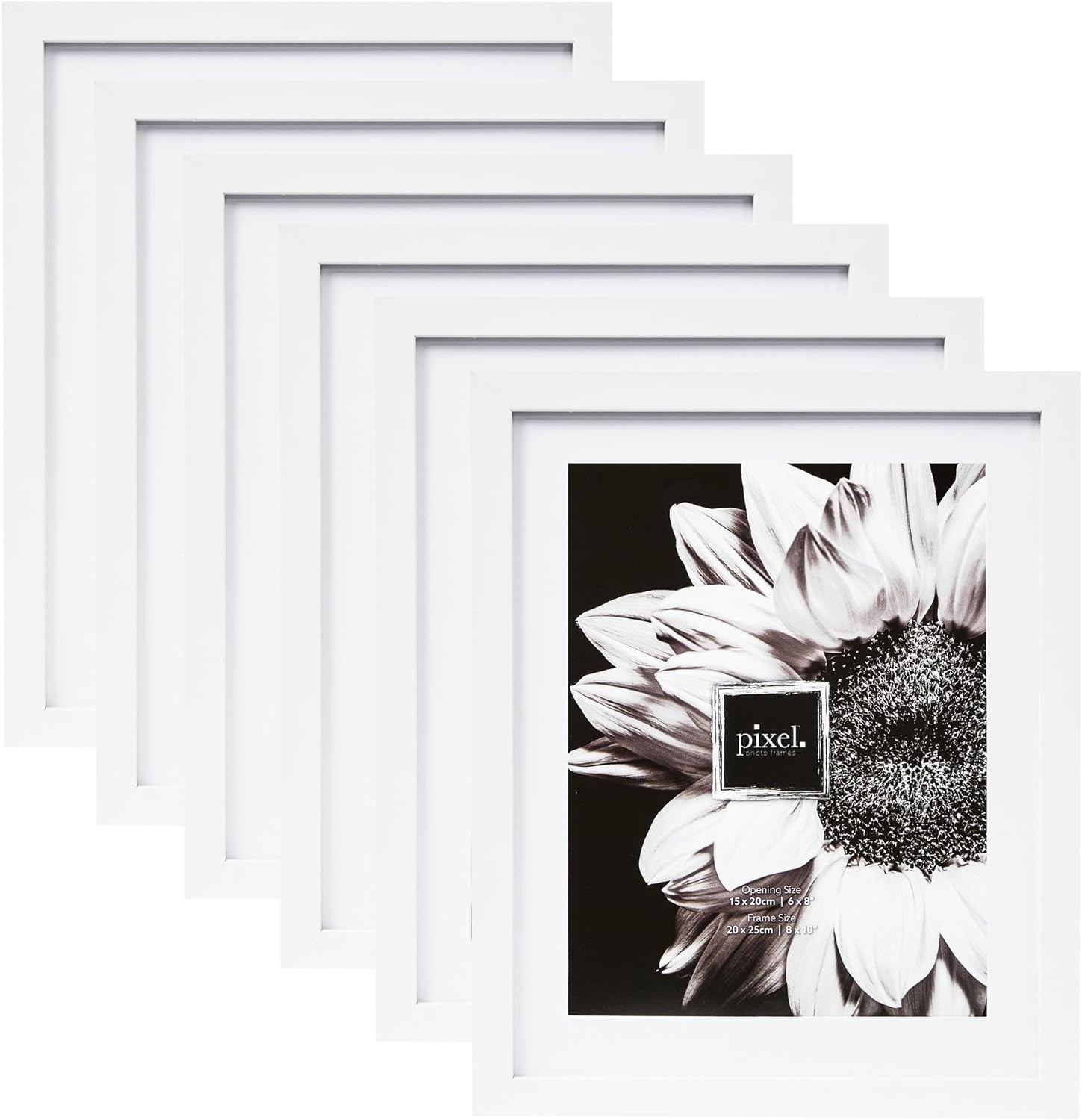 Pixel Set of 6 8X10″ Matt to 6X8″ Photo Frames White