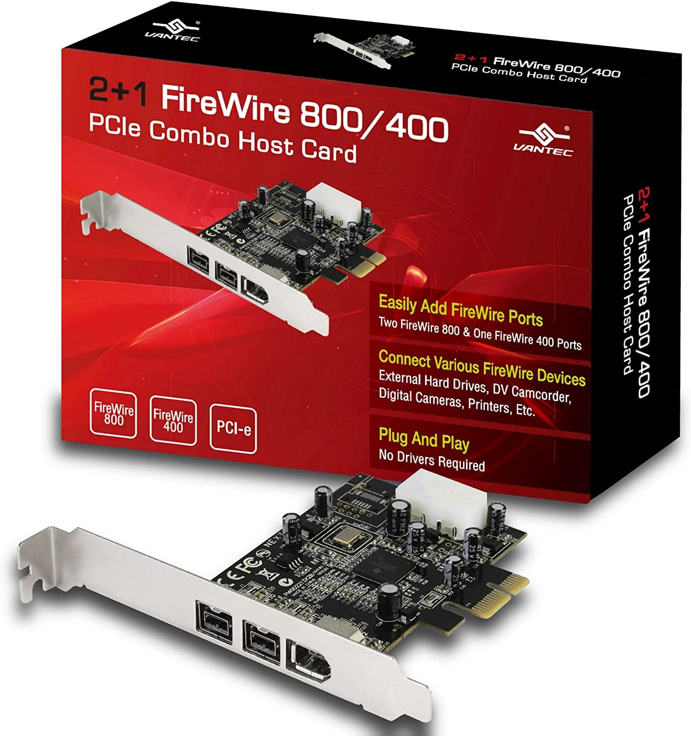 Vantec 2+1 Firewire 800/400 Pcie Combo Host Card (UGT-FW210)