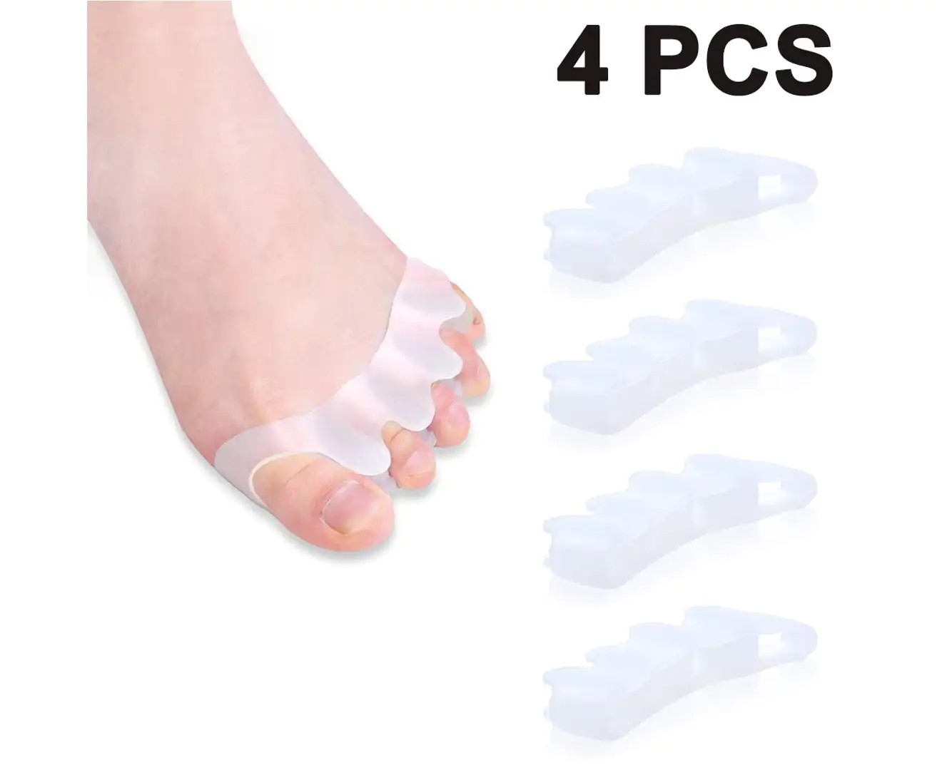 4 Pcs Toe Separators for Overlapping Toes and Restore Crooked Toes