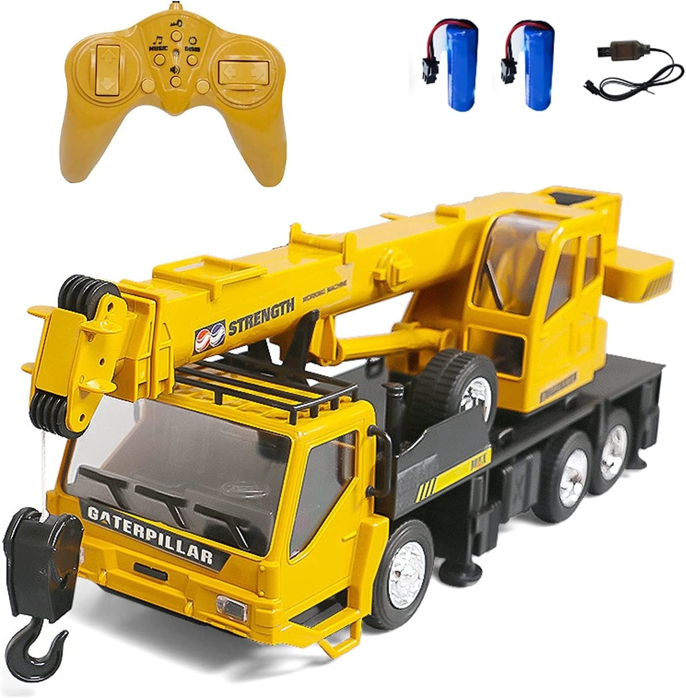 RC Crane Construction Tractor Remote Control Large Crane Truck Wiht Light and Sound Rechargeable Electronics Hobby Toys for Kids Boys Child (Yellow)