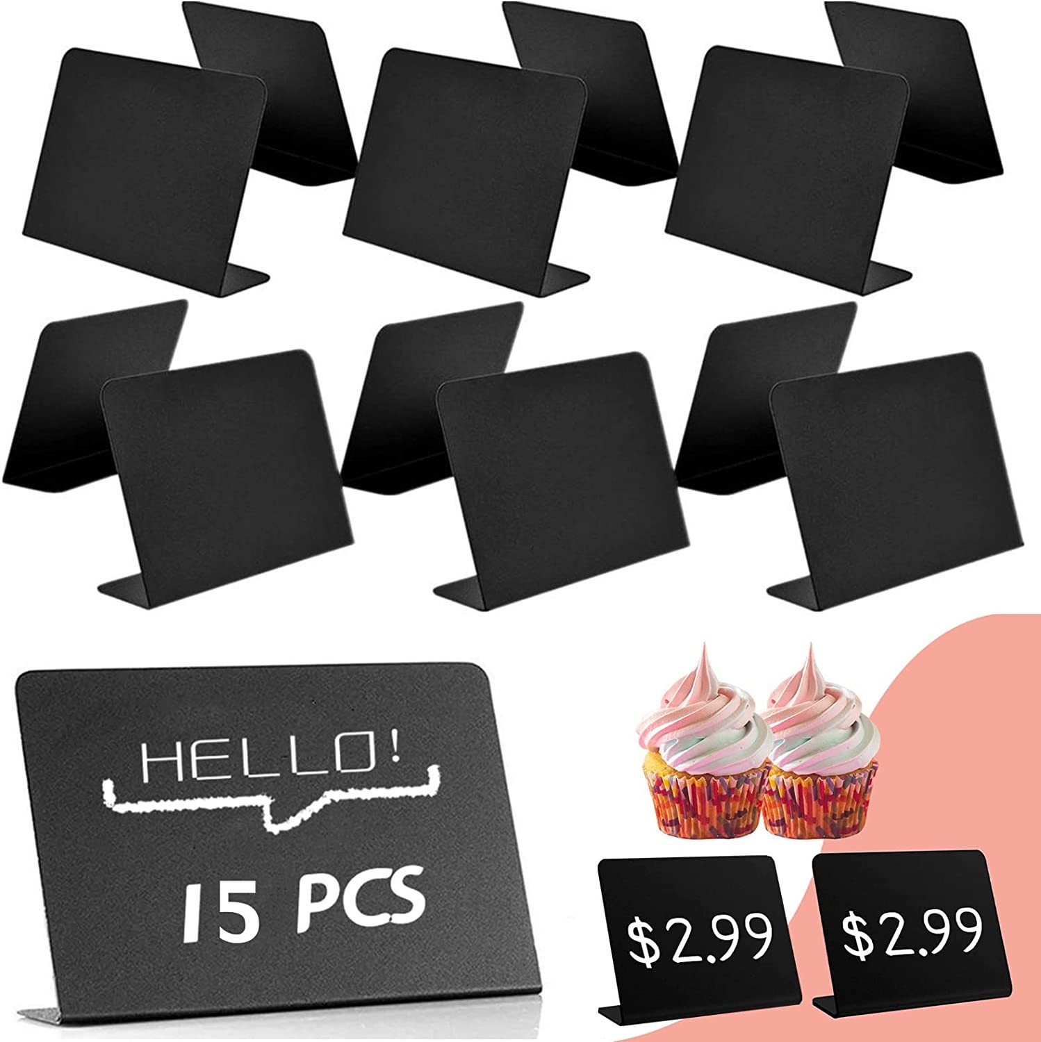 15Pcs Mini Chalkboard, Acrylic Desktop Message Board Wedding Tabletop Chalkboard Number Signs Decorative Sign for Parties Food Table Tents Store Home Decro (4 X 3 Inches)