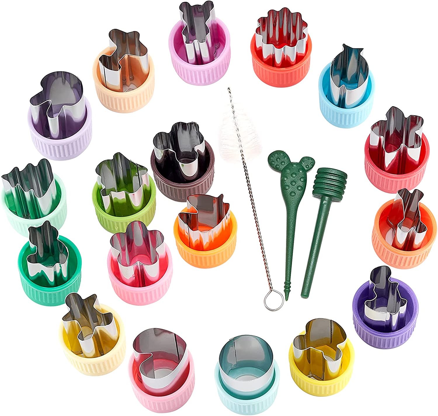 AIMEETO Vegetable Cutter Shapes Set 18Pcs Mini Sizes Cookie Cutters Set Fruit Cookie Pastry Stamps Mold