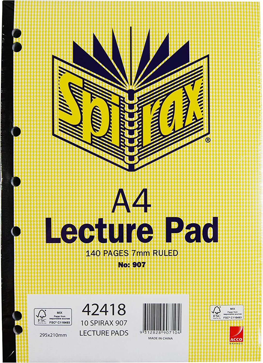 Spirax 907 Lecture Pad Side Opening A4 140 Page