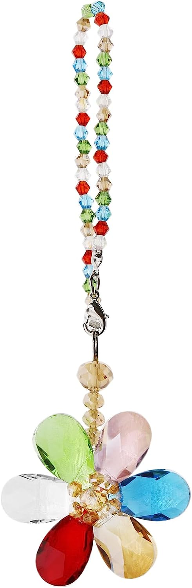 Emagtech Multicolour Flower Suncatcher Crystal Hanging Ornament Car Rear View Mirror Pendant Automotive Interior Charm Decoration Accessories 15Cm/5.9 Inch Length