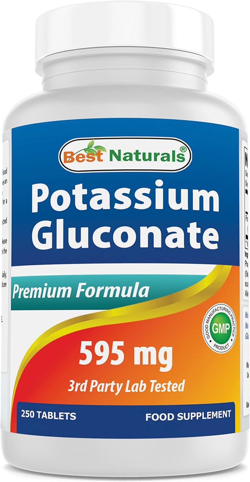 Best Naturals Potassium Gluconate Supplement 595 Mg Tablet, 250 Count