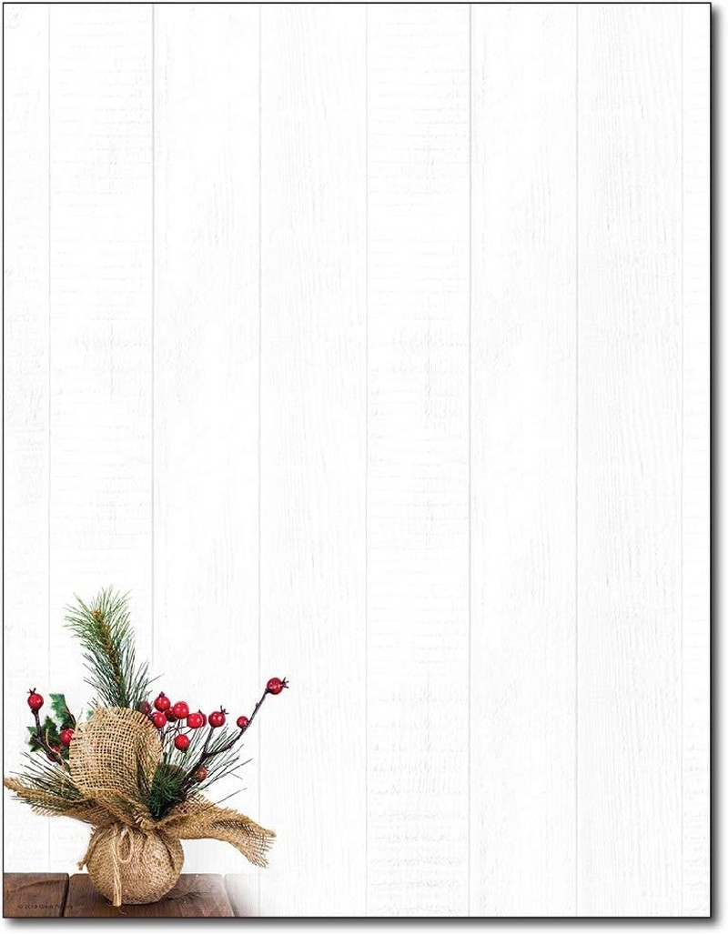 Burlap & Berries Holiday Christmas Stationery Paper – 80 Sheets