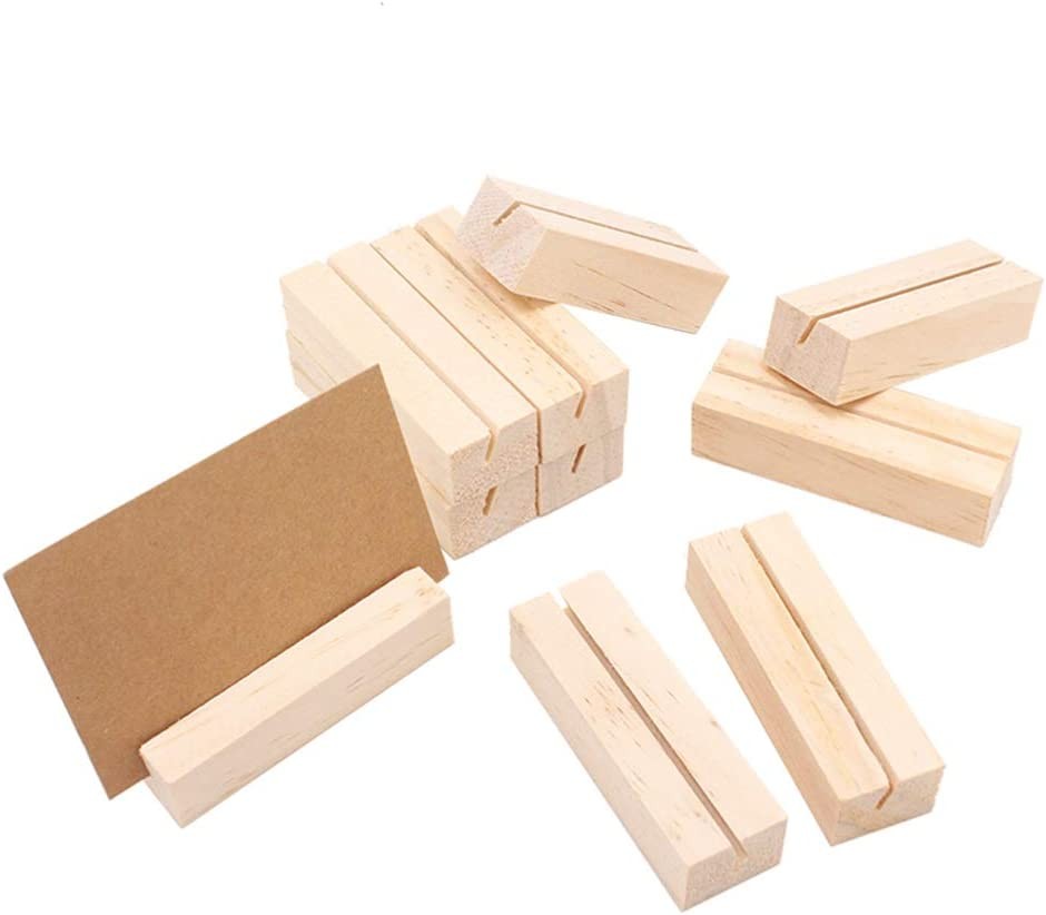 TOYANDONA 10Pcs Place Card Holders Wood Base Business Wooden Menu Holder Table Card Holder