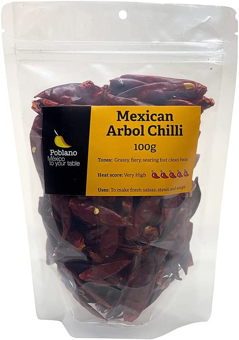 Poblano Mexican Arbol Dry Chillies, 100 G