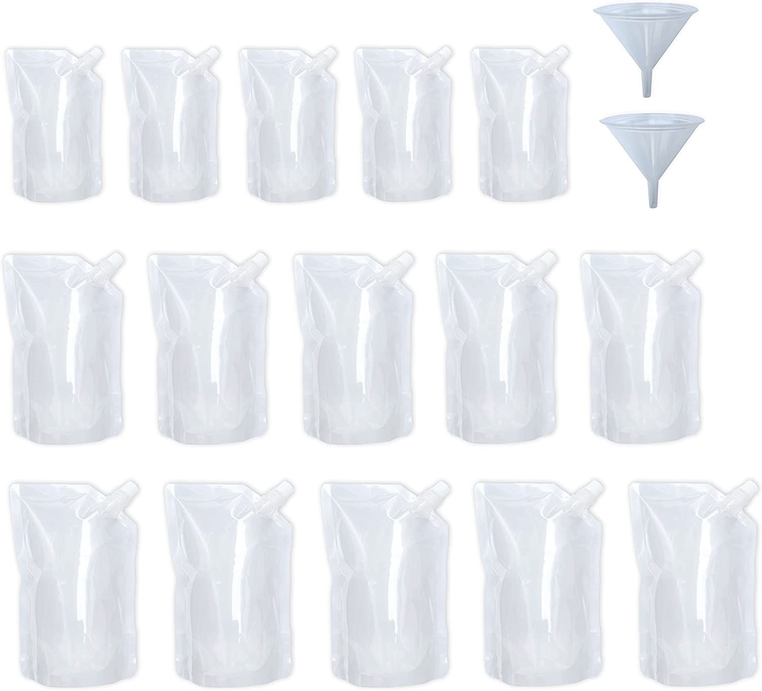 15Pcs 3 Mixed Sizes Refillable Drink Pouches for Festivals Clear Travel Plastic Drinks Flasks Cruise Kit Reusable Alcohol Liquor Juice Bags Drink Container Party Halloween Christmas Hot Cold Beverage