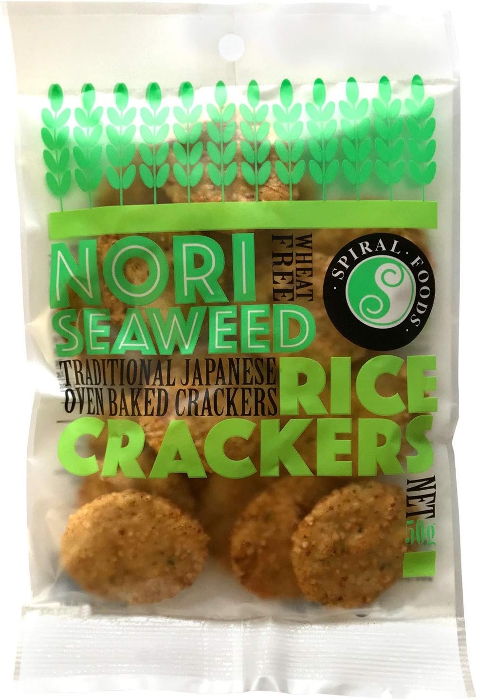 Spiral Foods Nori Seaweed Oven Baked Crunchy Rice Crackers 50G